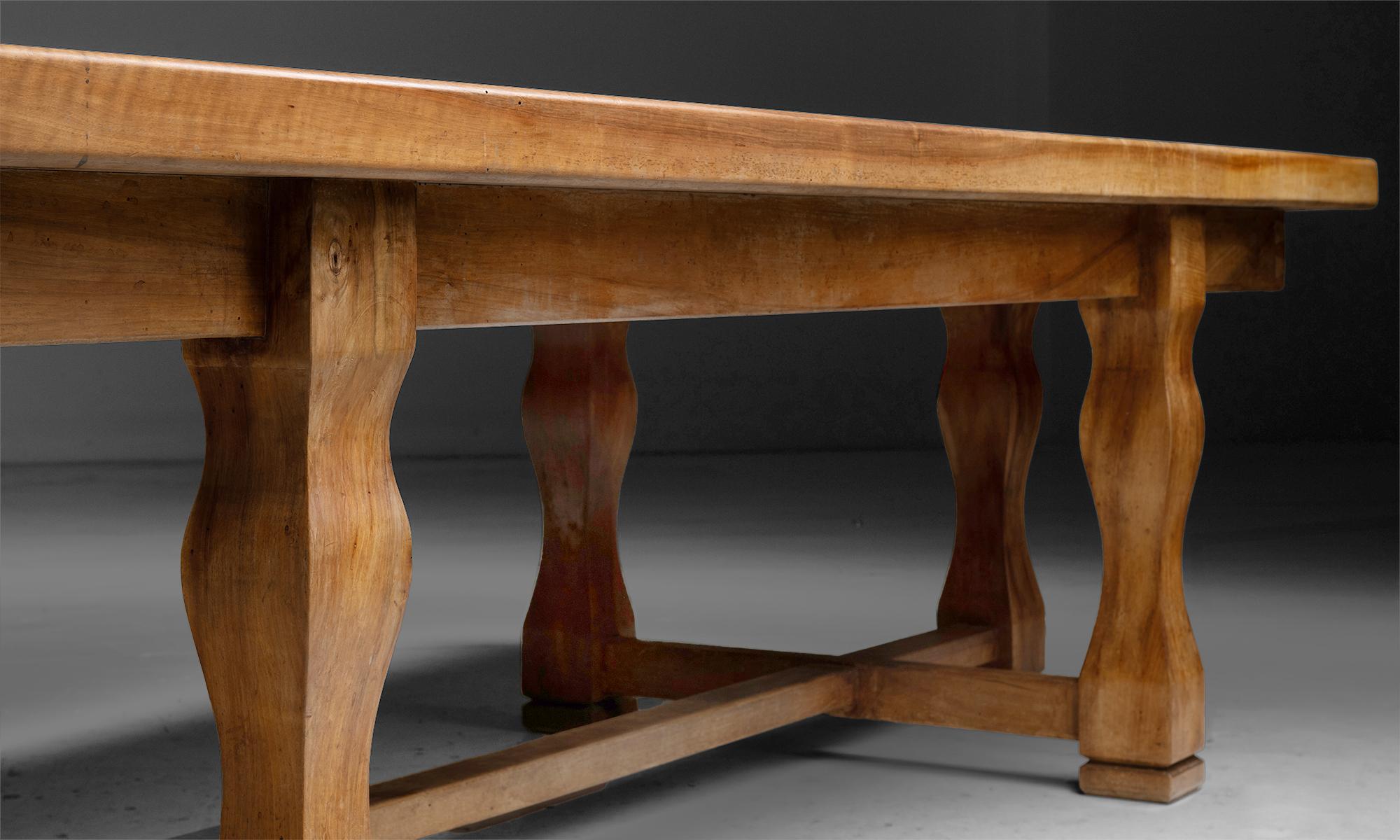 20th Century Walnut Refectory Table, England 1972