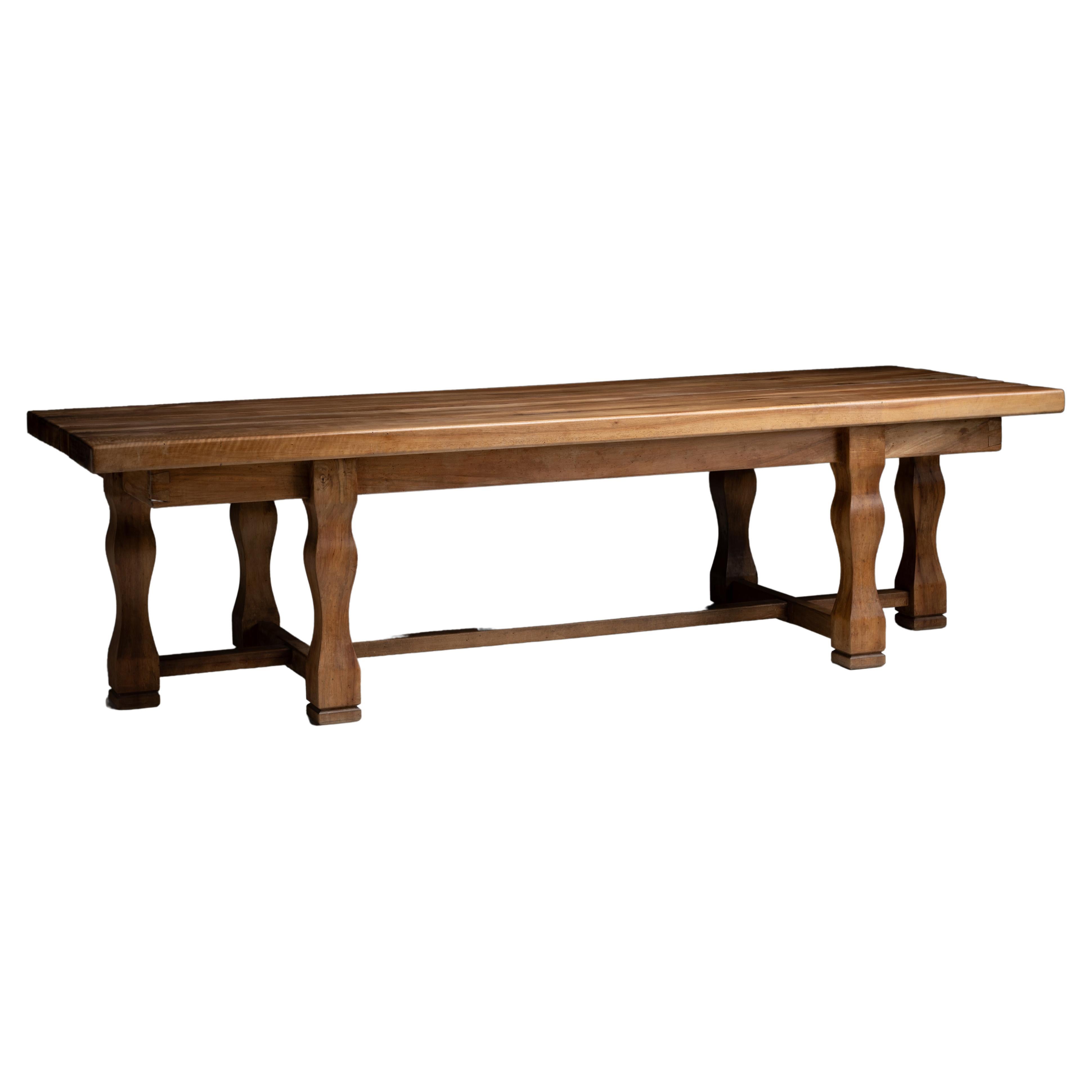 Walnut Refectory Table, England 1972 For Sale