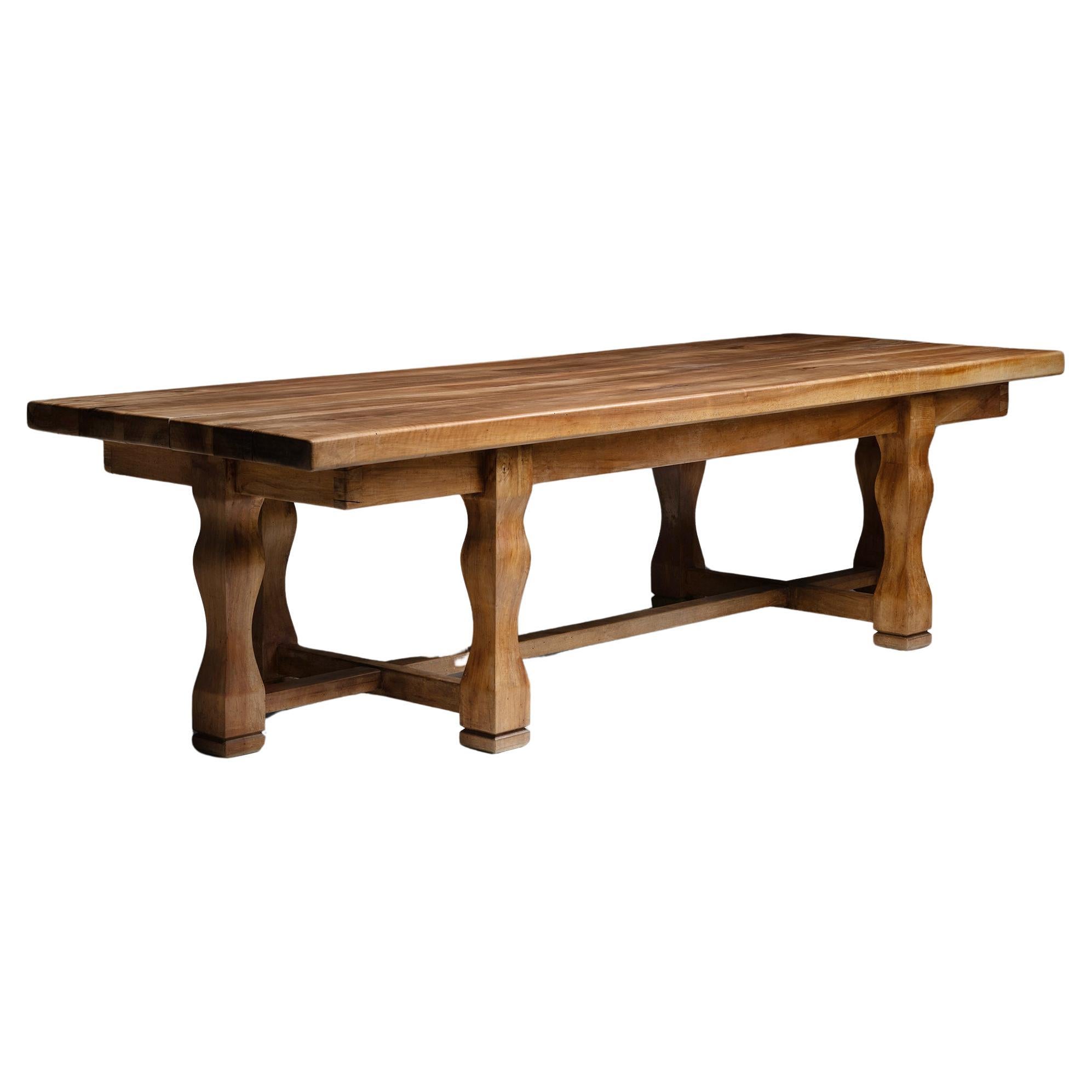 Walnut Refectory Table, England 1972
