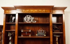 Walnut Regency Breakfront Bookcase Open Sheraton Inlay Bespoke