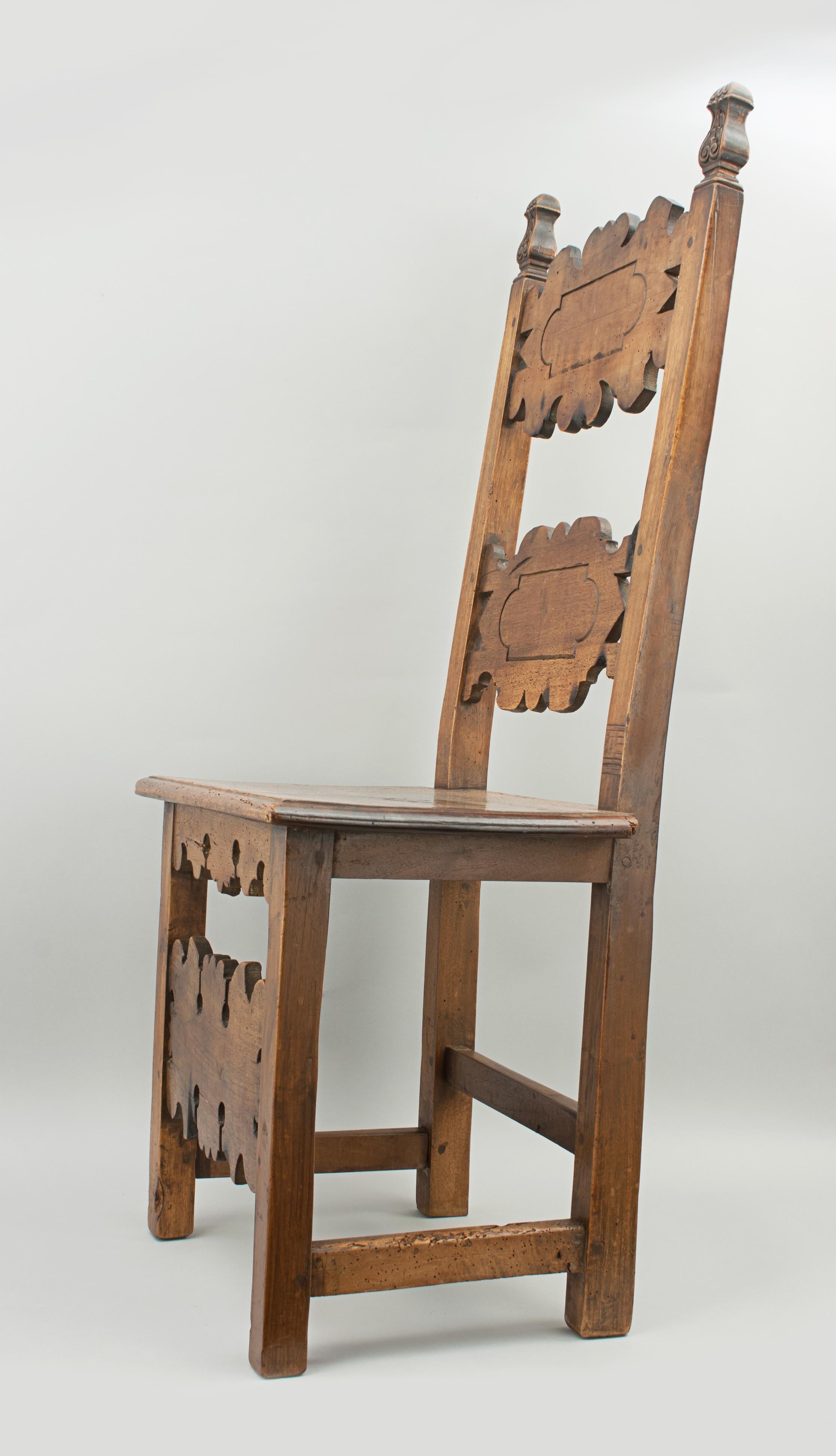 Renaissance Revival Antique, Italian Walnut Renaissance Dining Chairs.