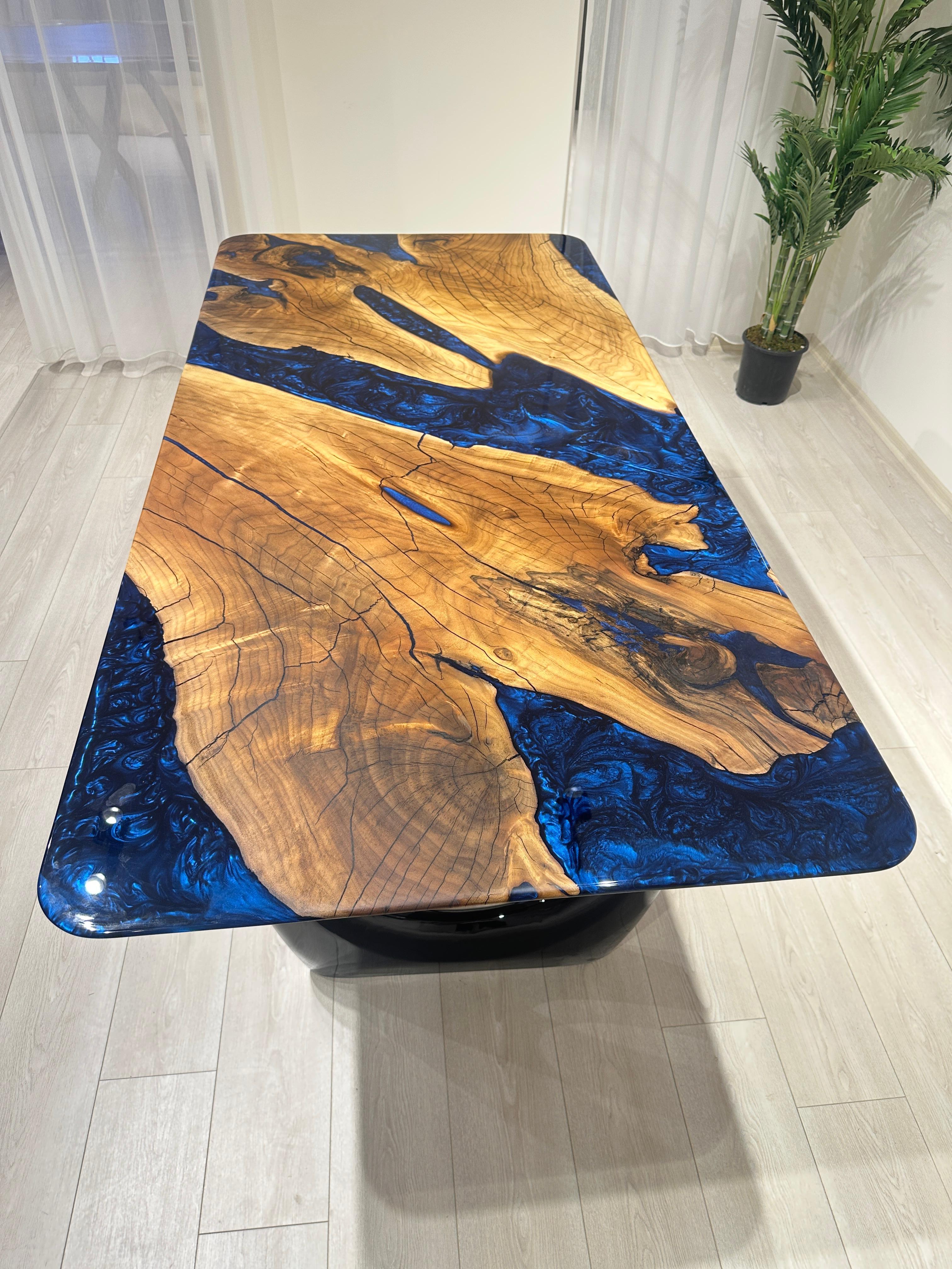 Table de salle à manger River Dining Table - Table en bois époxy - Plateau de table en résine époxy en vente 5