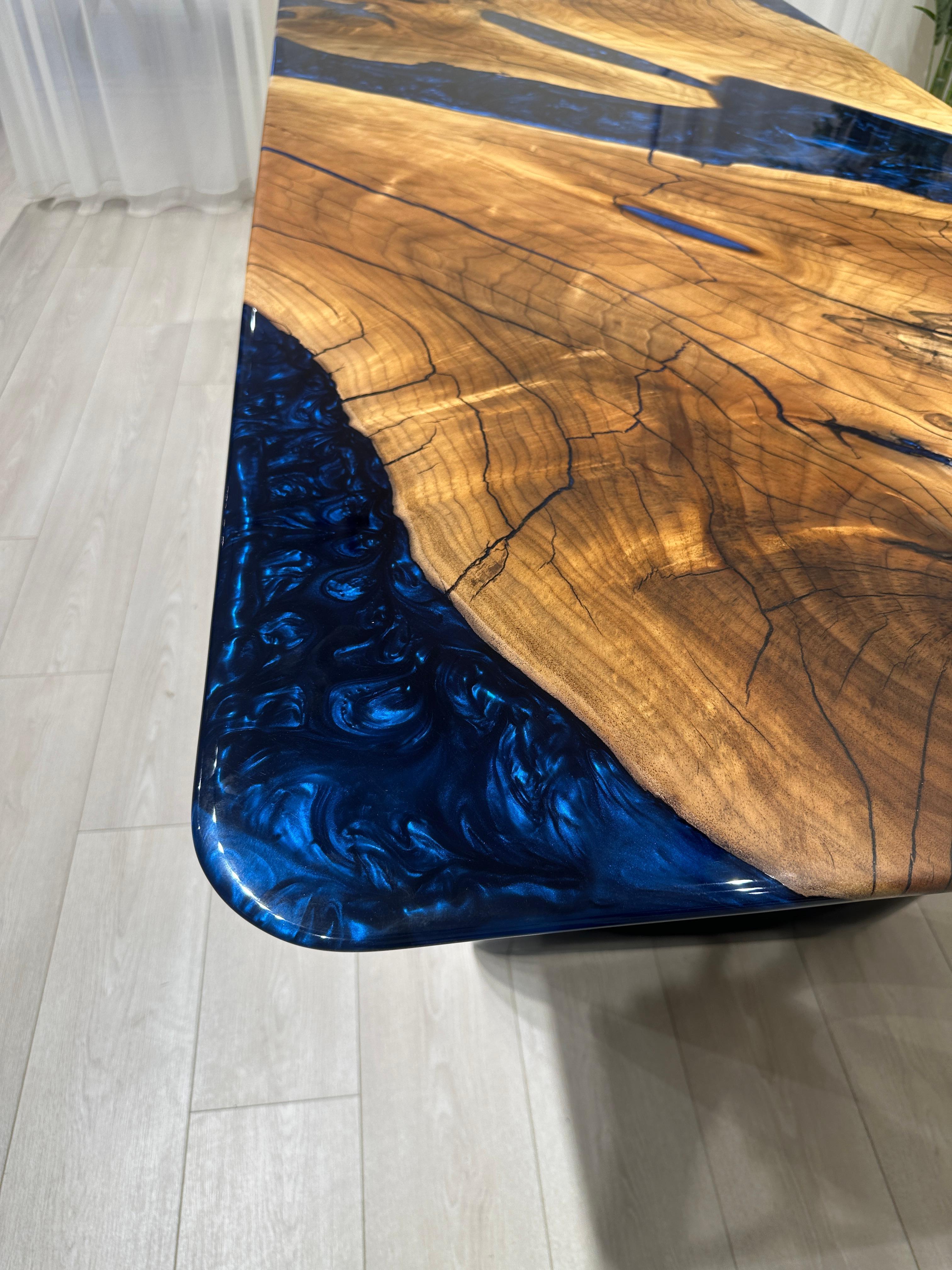 Table de salle à manger River Dining Table - Table en bois époxy - Plateau de table en résine époxy en vente 6