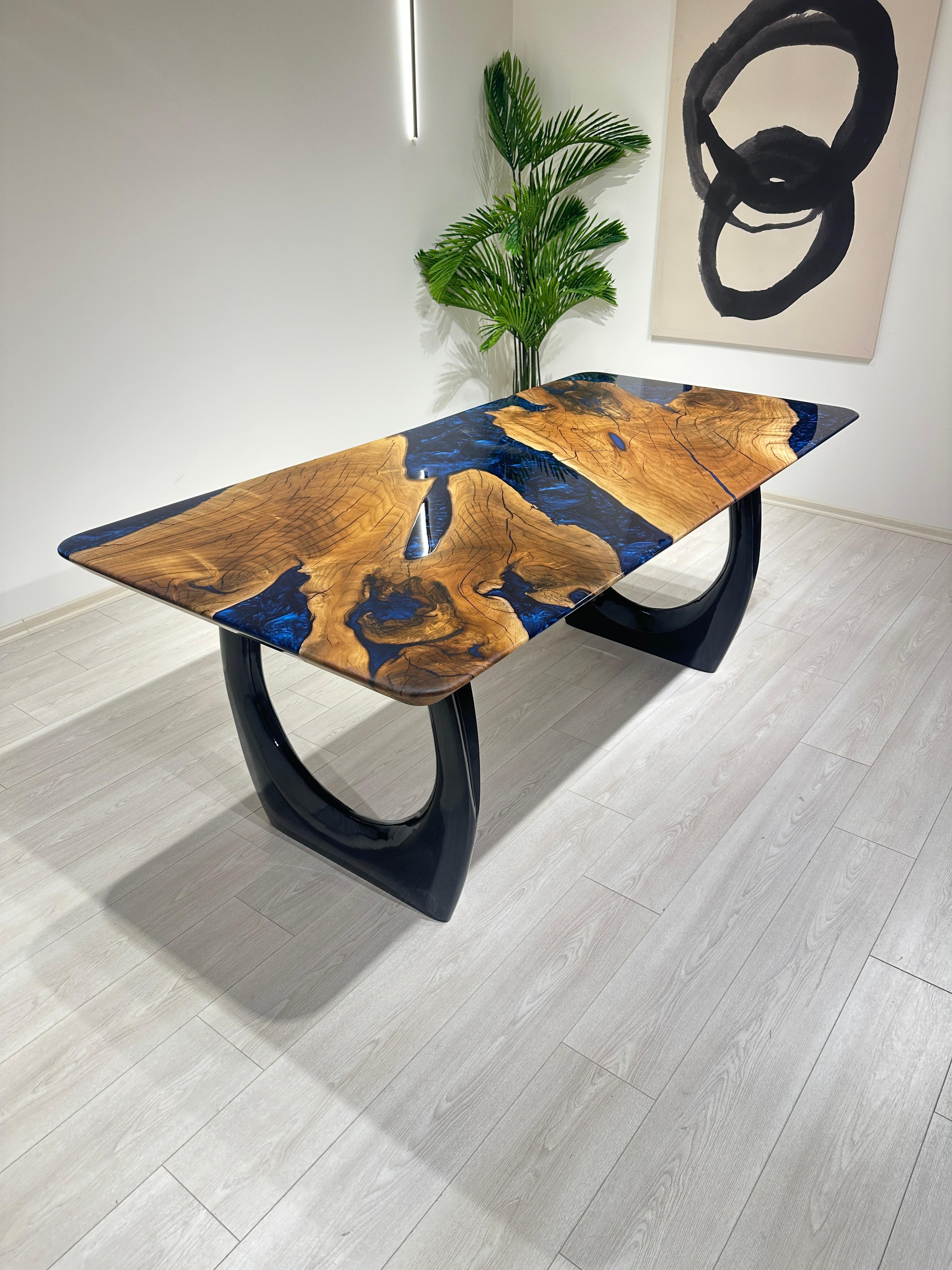 Table de salle à manger River Dining Table - Table en bois époxy - Plateau de table en résine époxy en vente 1