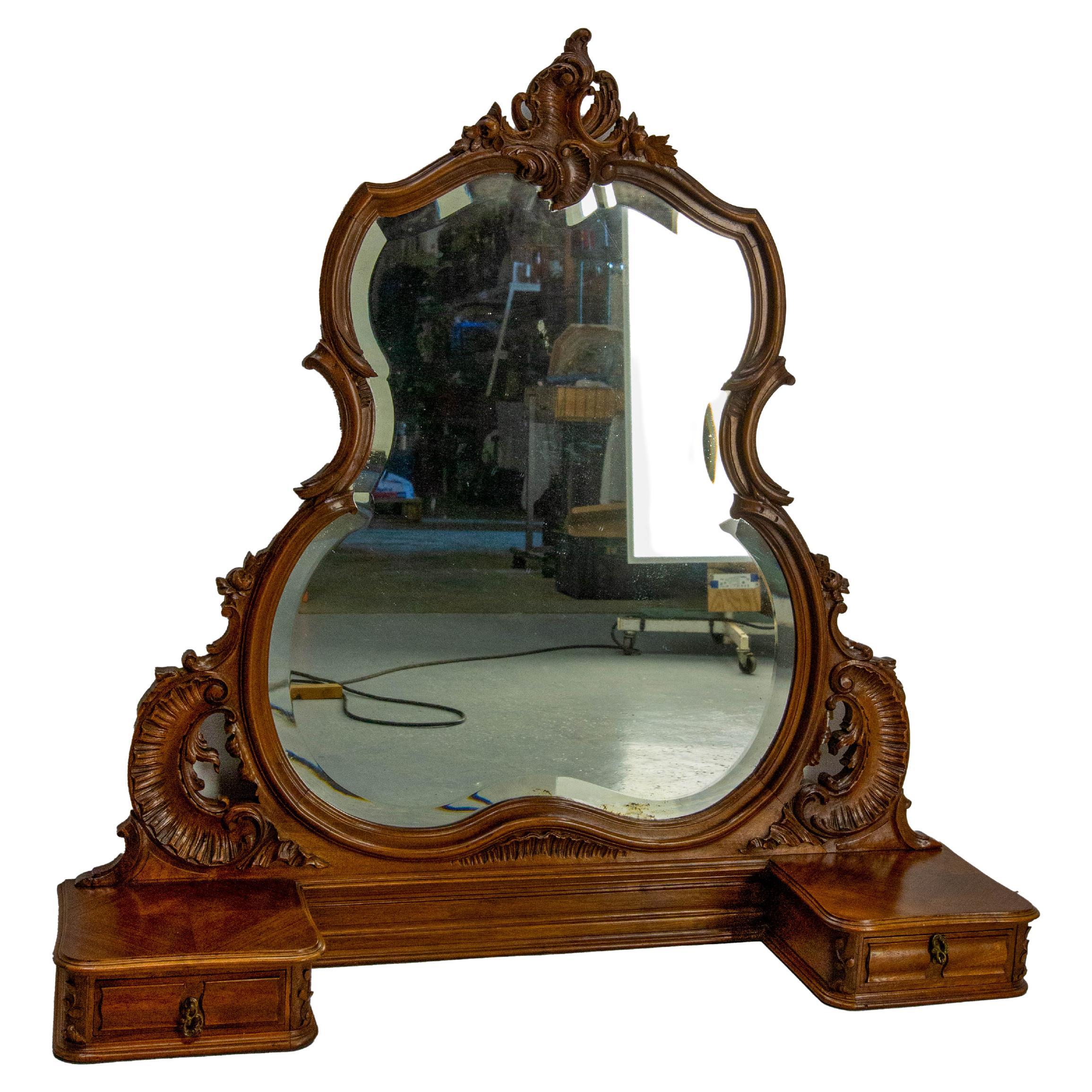 Walnut rocaille dressing table top For Sale