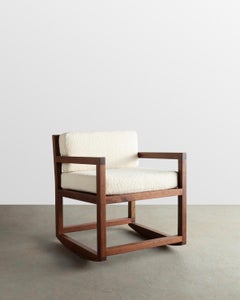 Walnut and Boucle Rocking Chair /  Lounge Chair