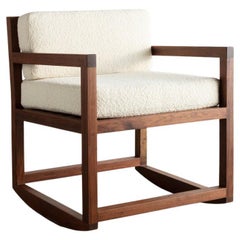 Walnut and Boucle Rocking Chair /  Lounge Chair