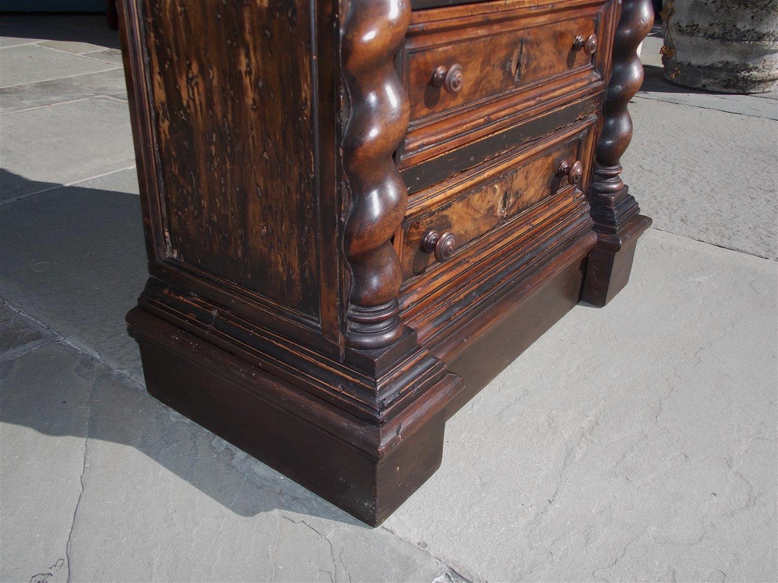 Walnut Rococo Decorative Carved Barley Twist Step Back Cuboard, Circa 1750 For Sale 6