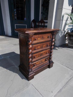 Walnut Rococo Decorative Carved Barley Twist Step Back Cuboard, Circa 1750