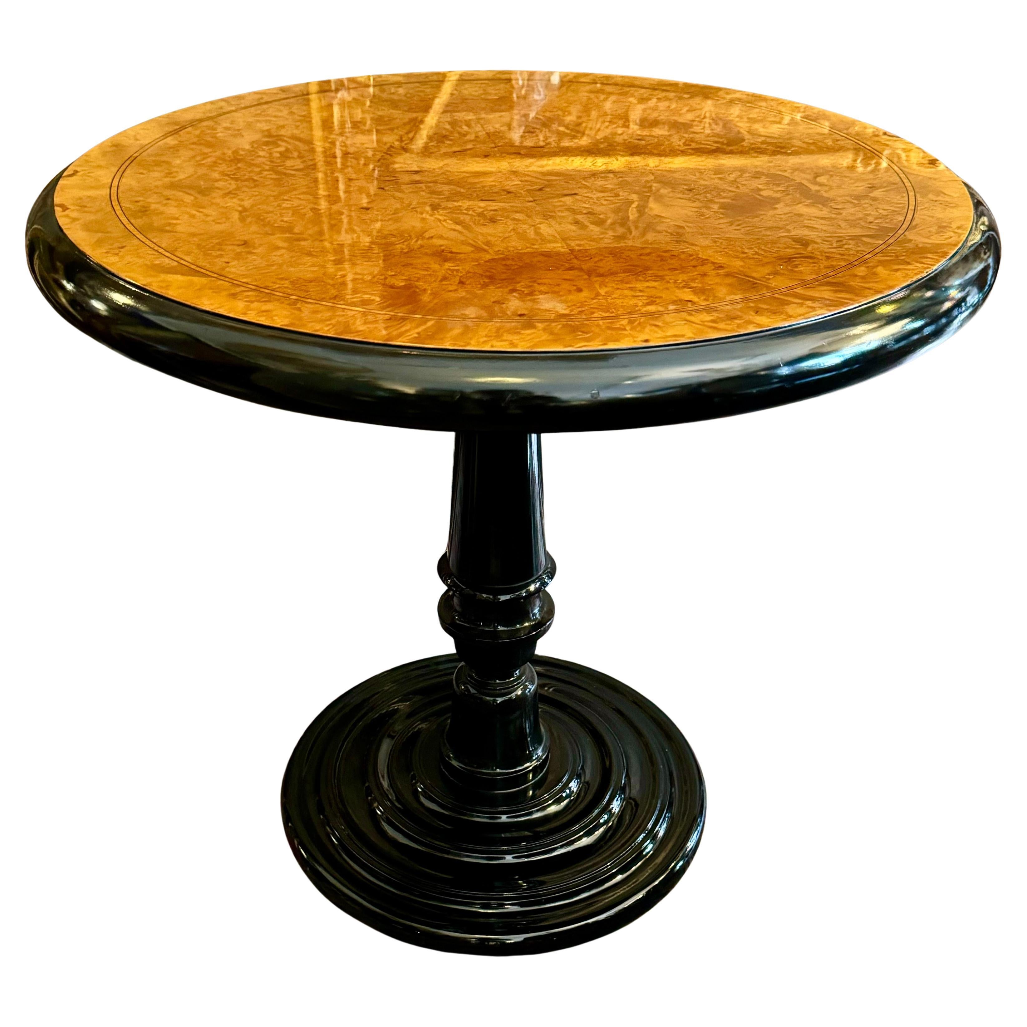 Walnut Root And Ebonized Wood Art Deco Style Side Table For Sale