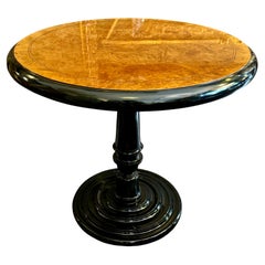 Walnut Root And Ebonized Wood Art Deco Style Side Table
