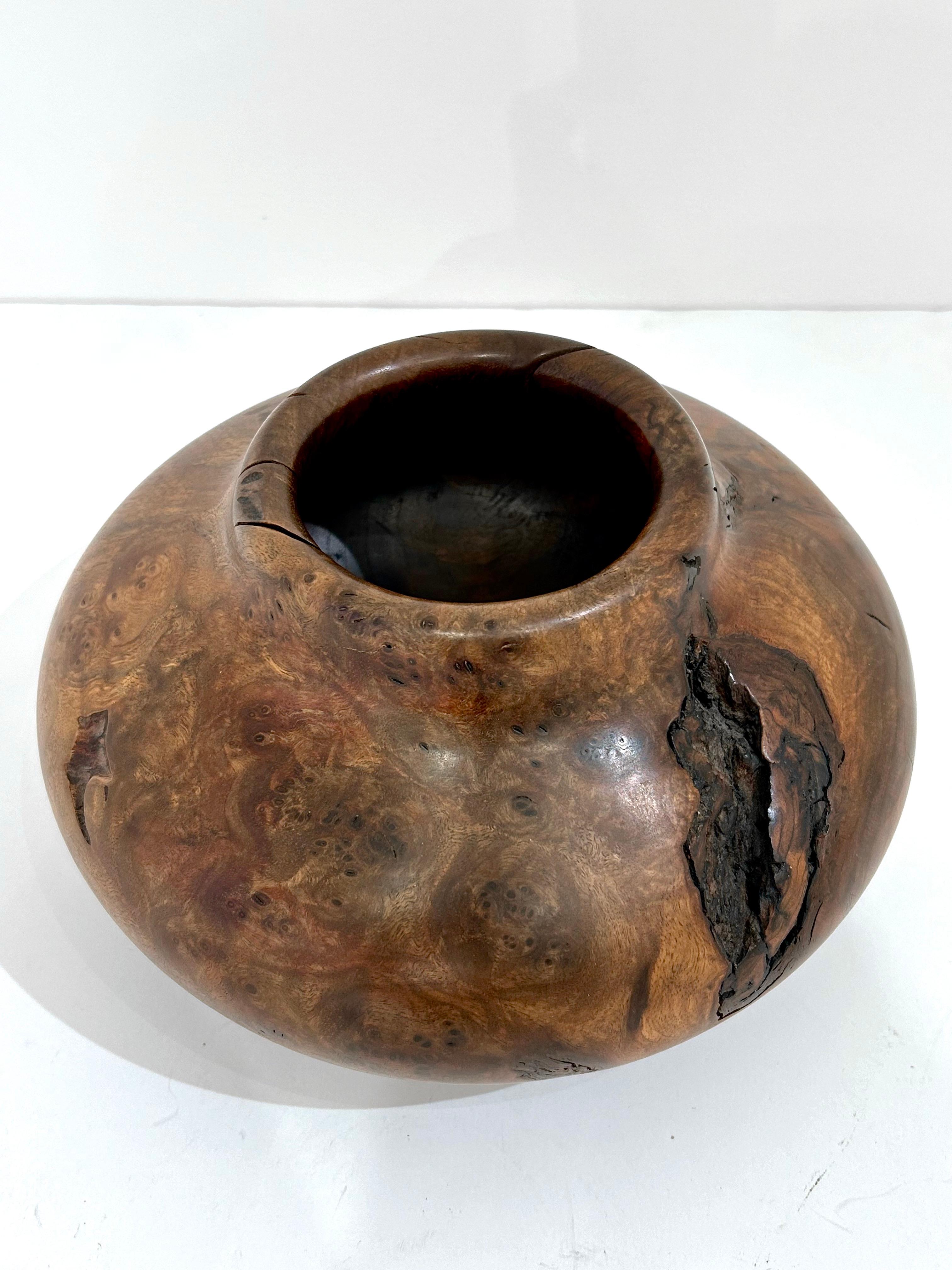 Late 20th Century Walnut Root Burl Vase by Mel Lindquist For Sale