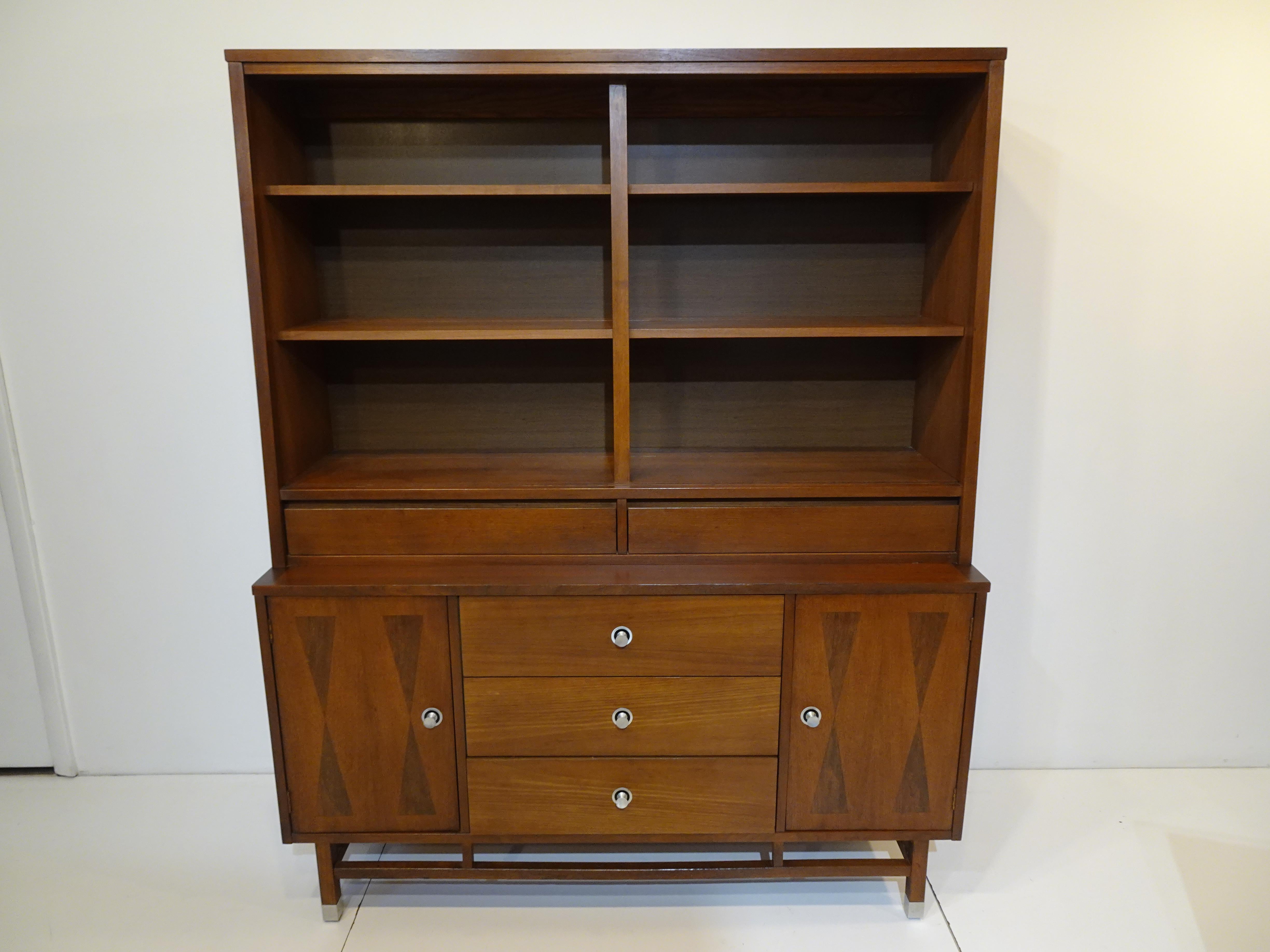 Walnut / Rosewood Hutch Bookcase / China Cabinet by Paul Browning for Stanley 5