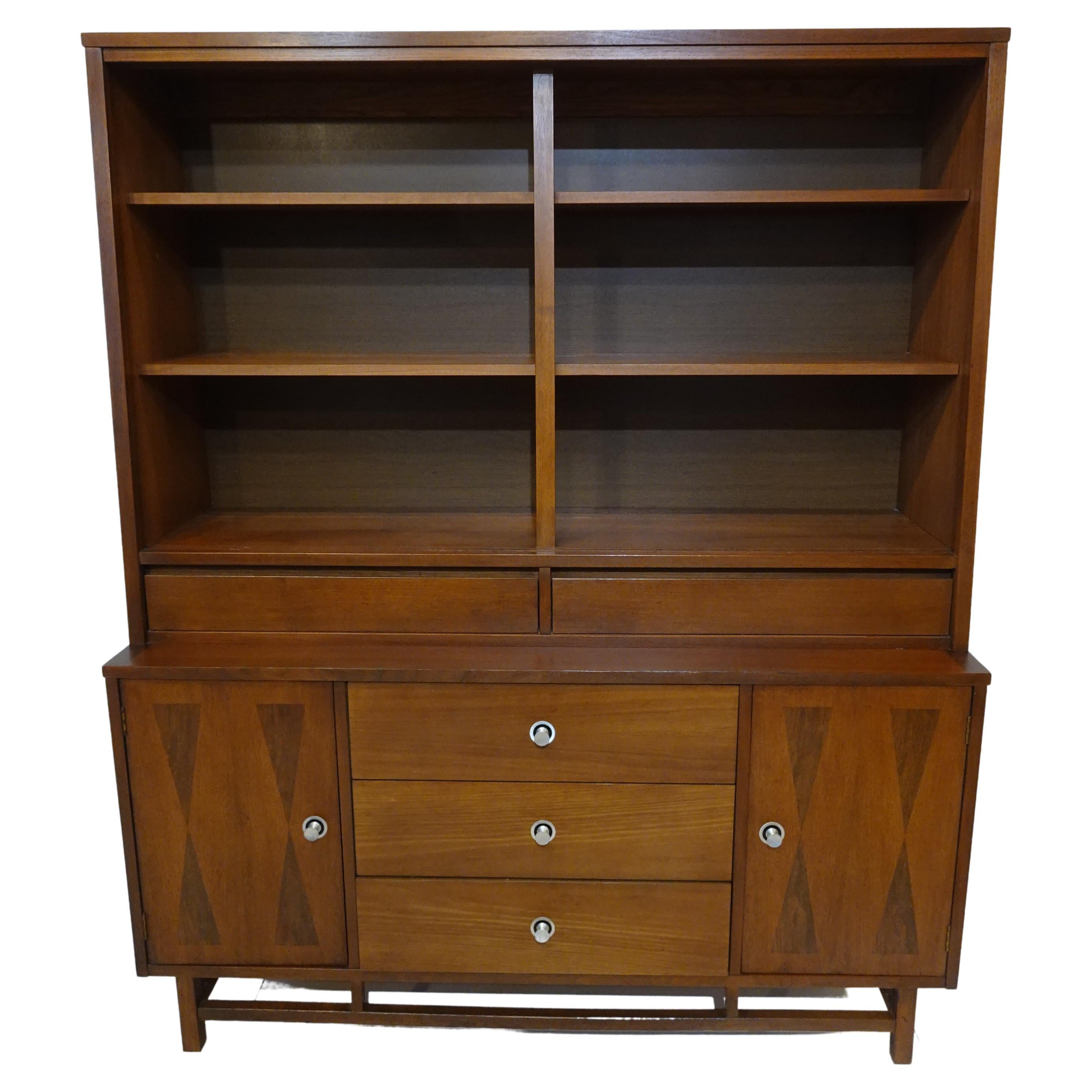 Walnut / Rosewood Hutch Bookcase / China Cabinet by Paul Browning for Stanley