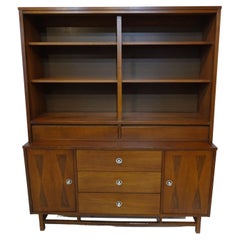 Walnut / Rosewood Hutch Bookcase / China Cabinet by Paul Browning for Stanley