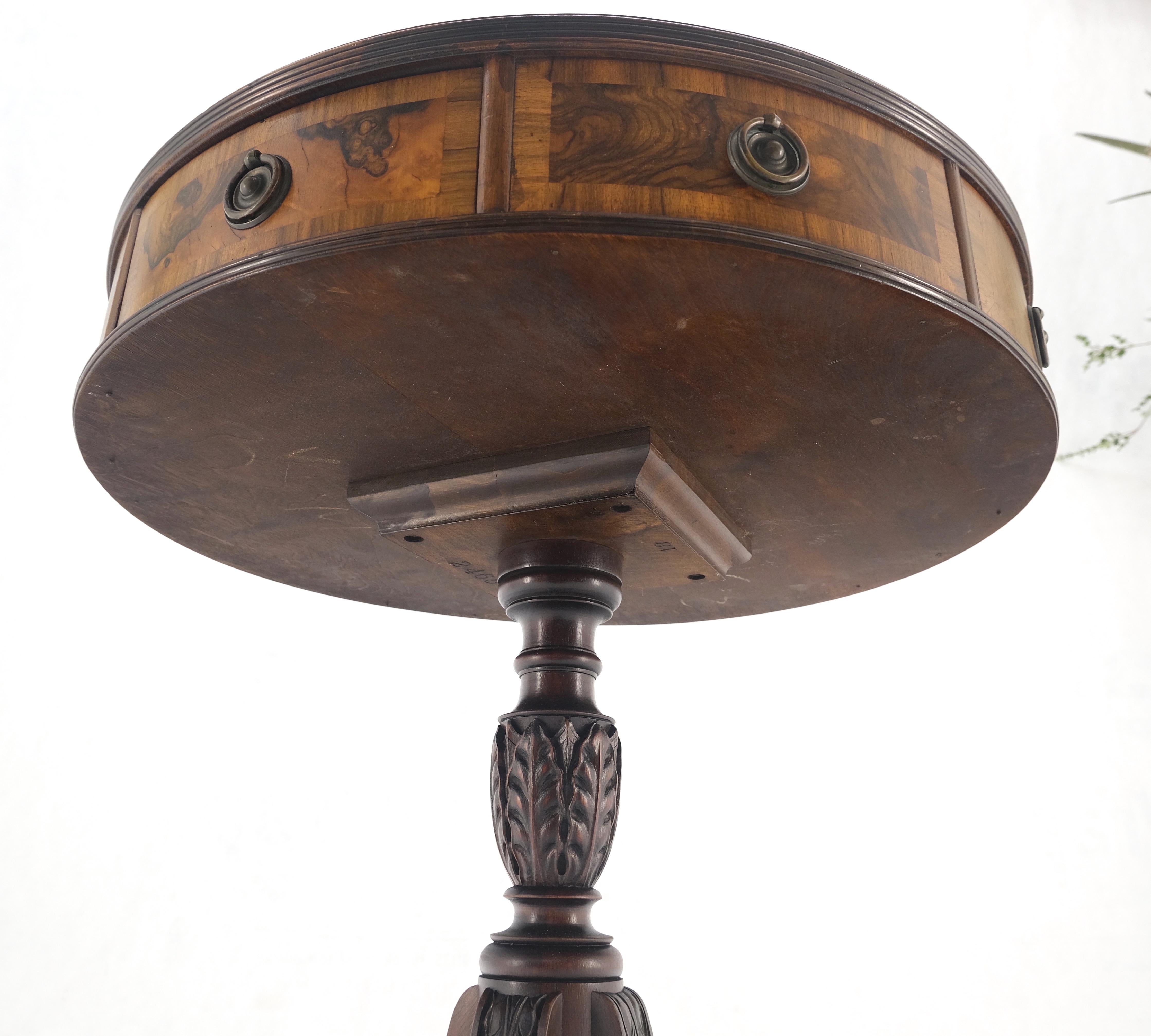 Federal Walnut Round Drum Center Side Table Stand w/ Drawers Johnson Furniture Mint! For Sale
