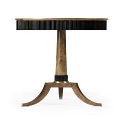 Walnut Round Pedestal End Table