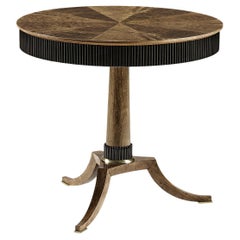 Walnut Round Pedestal End Table