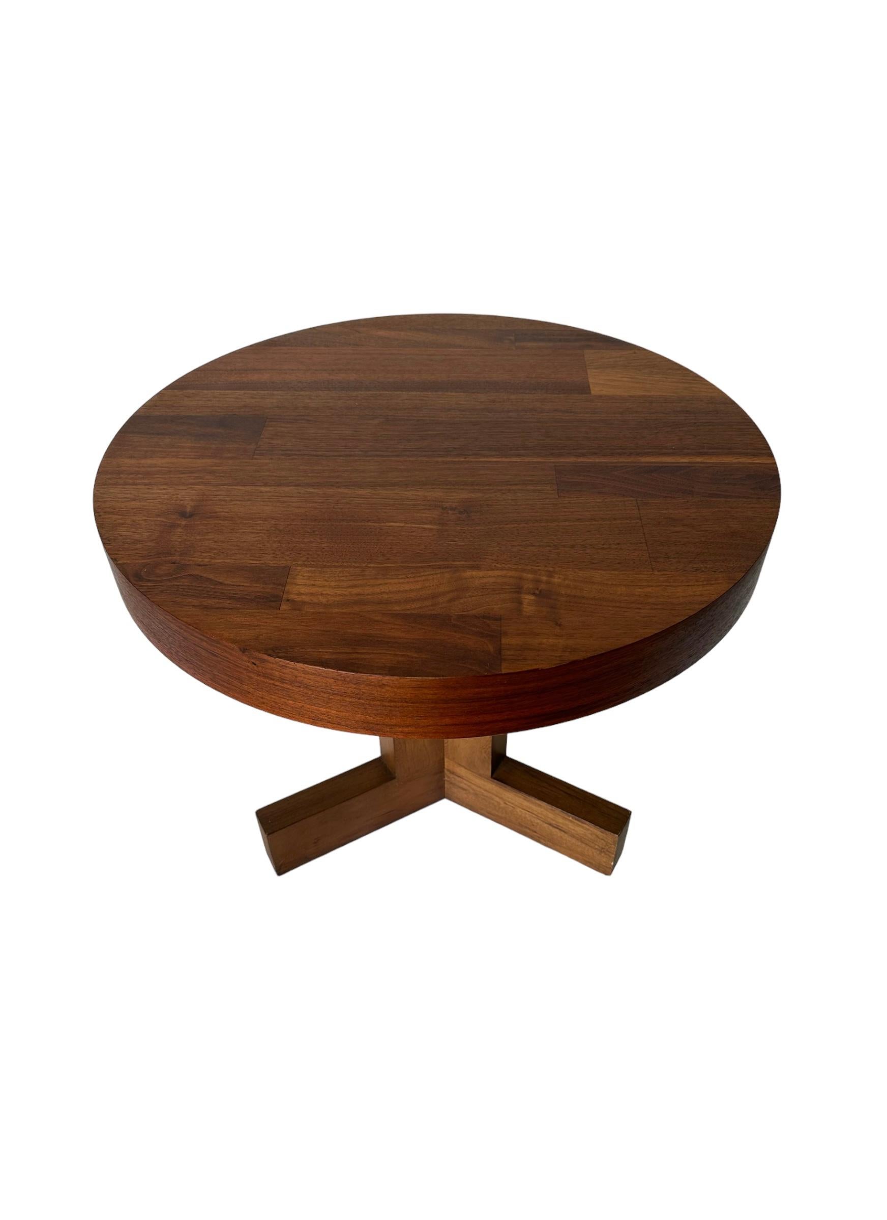 American Walnut Round Side/End Table by Lane For Sale