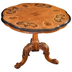A Walnut, Satinwood & Ebony Inlaid Victorian Tilt-Top Table of Small Proportions