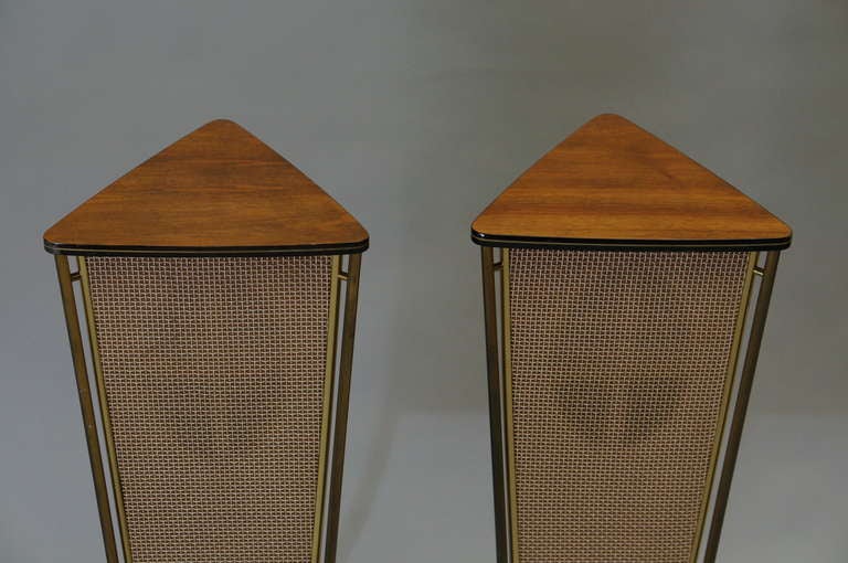 Mid-Century Modern Walnut Schaub Lorenz End Table Speakers