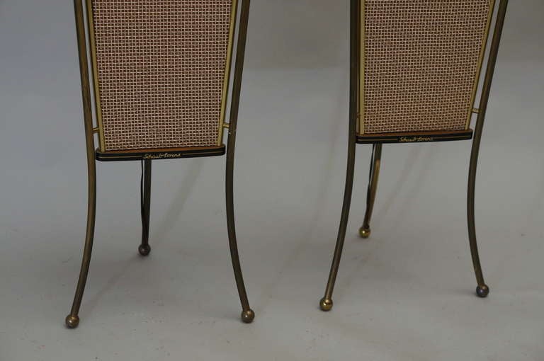 Metal Walnut Schaub Lorenz End Table Speakers