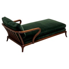 Vintage Walnut Sculptural Chaise Lounge