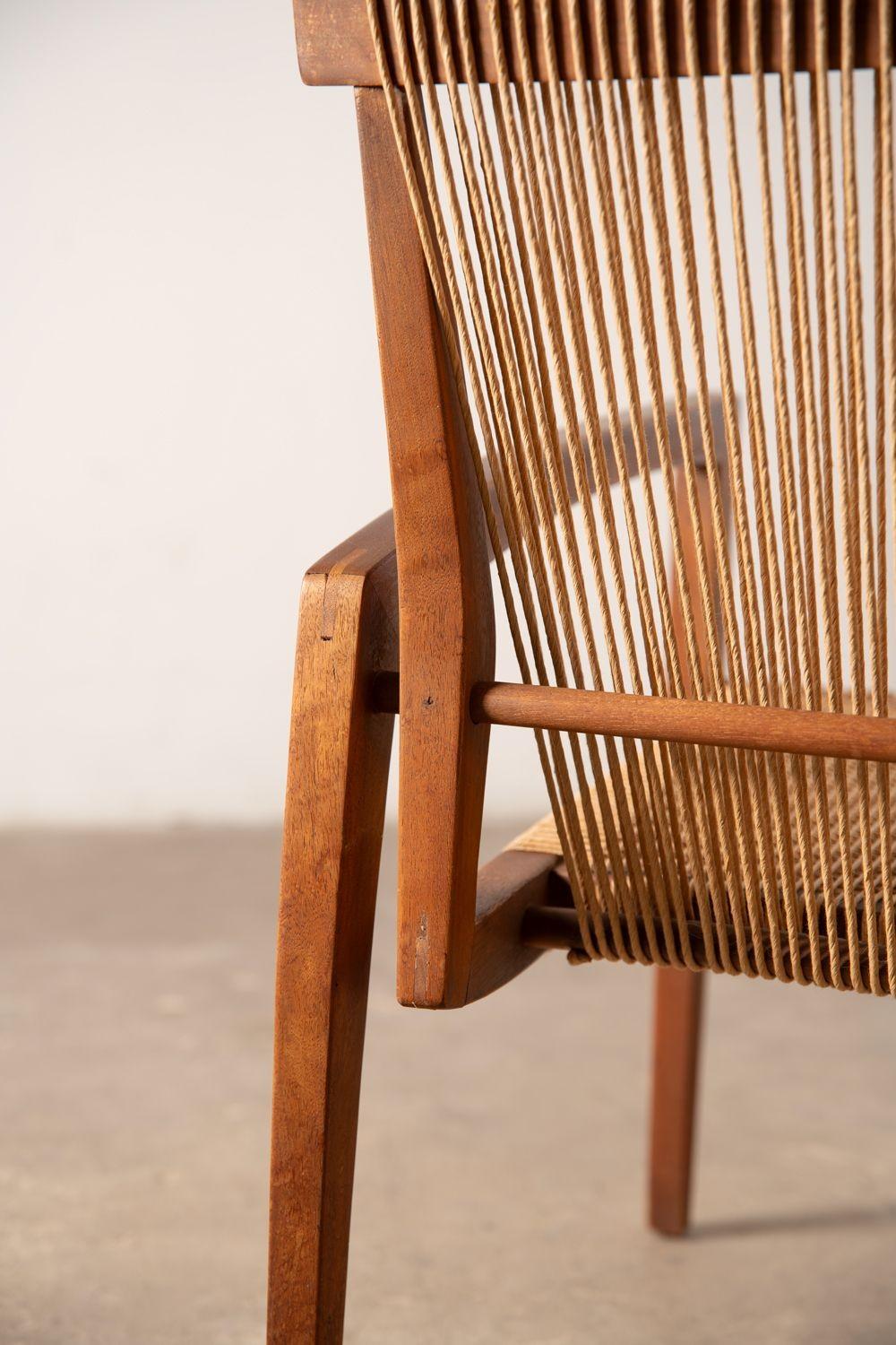 Walnut Sculptural String Chair Crafted in the Irving Sabo Studio for JGFurniture For Sale 3