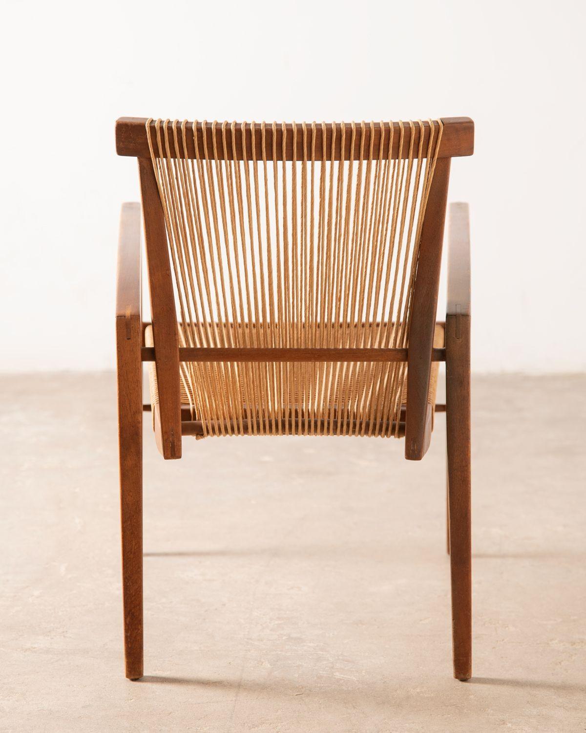 American Walnut Sculptural String Chair Crafted in the Irving Sabo Studio for JGFurniture For Sale