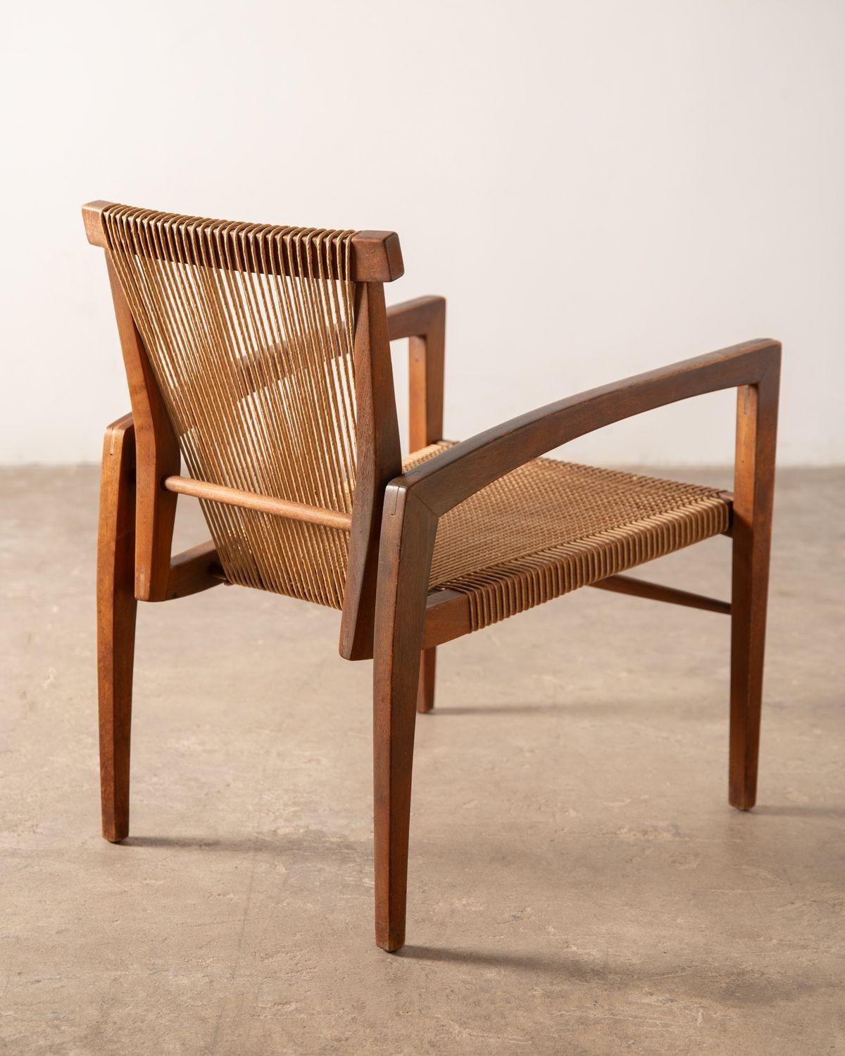 20th Century Walnut Sculptural String Chair Crafted in the Irving Sabo Studio for JGFurniture For Sale