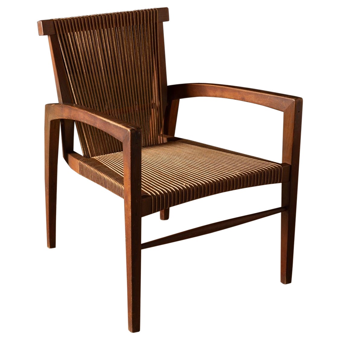 Walnut Sculptural String Chair Crafted in the Irving Sabo Studio for JGFurniture For Sale