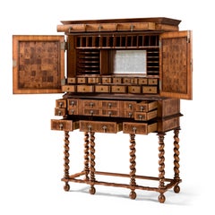Walnut Secretary Cabinet with Oyster Veneer