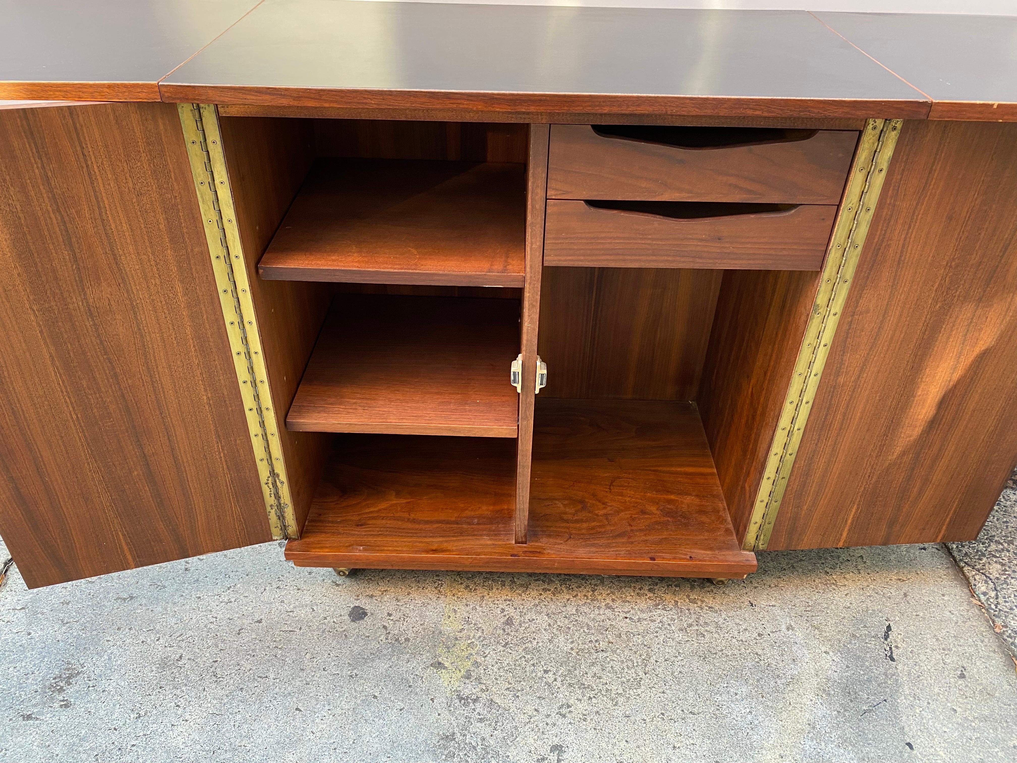 Jack Cartwright for Founders Walnut Serving Bar Cart 1