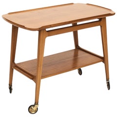 Walnut Serving Trolley from Lotos, 1960s
