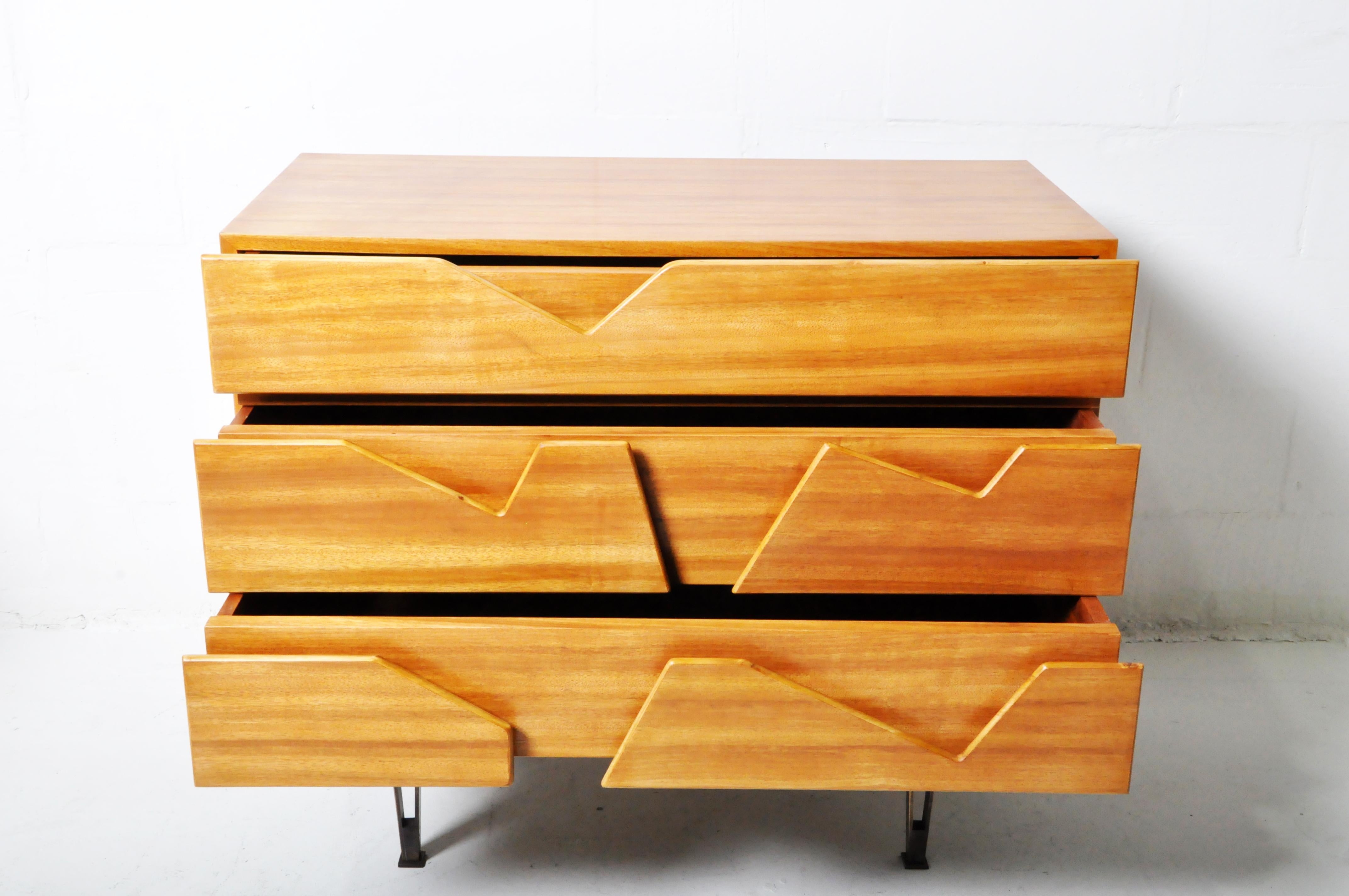 Brutalist Walnut Side Chest with Solid Drawers For Sale
