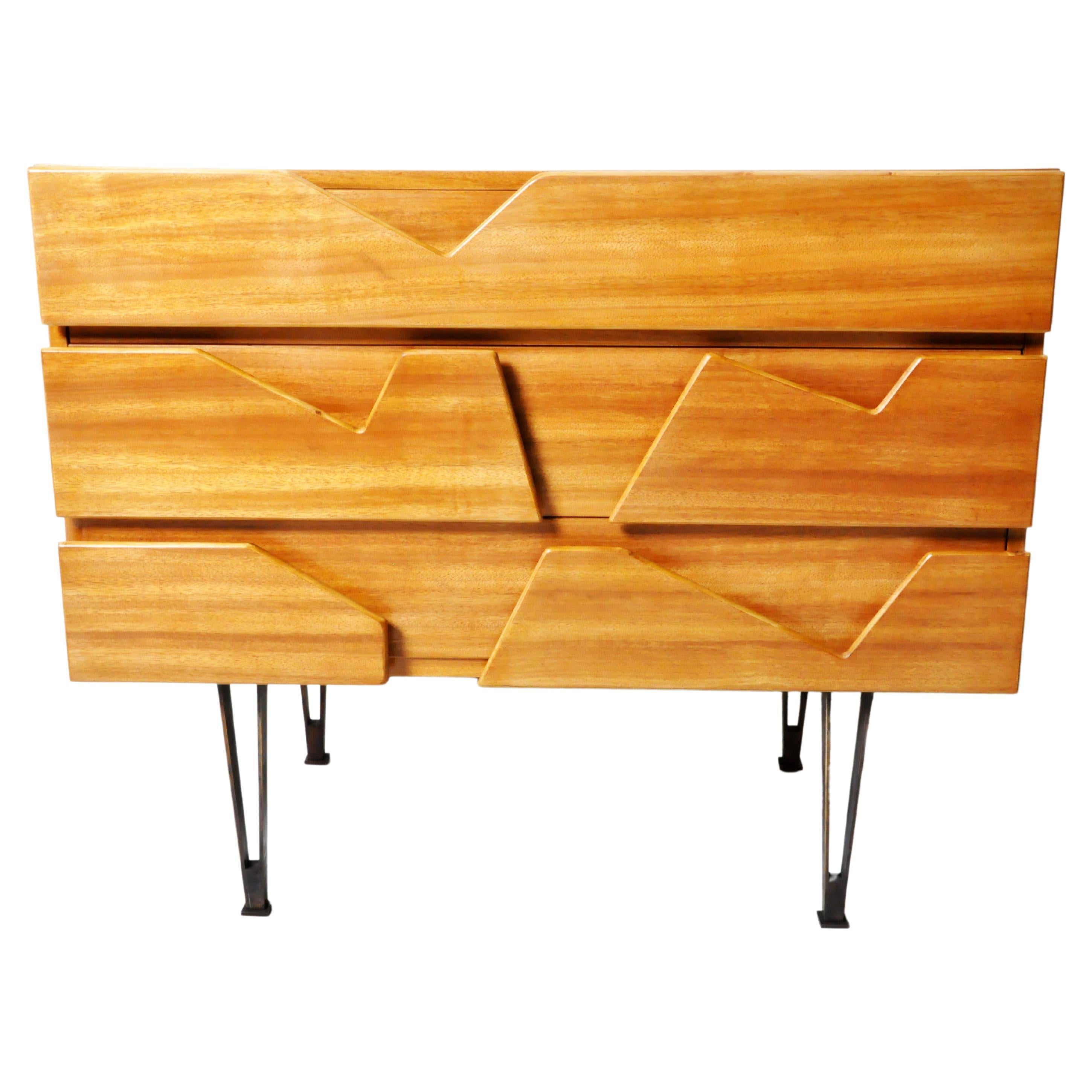 Walnut Side Chest with Solid Drawers For Sale