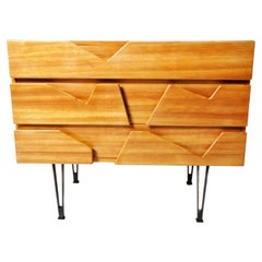 Retro Walnut Side Chest with Solid Drawers