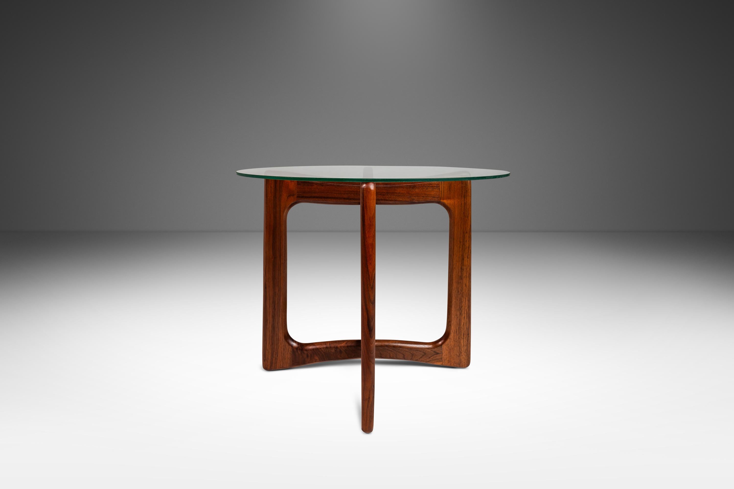 Walnut Side Table, Glass Top, by Adrian Pearsall  for Craft Associates, c. 1960 In Good Condition In Deland, FL
