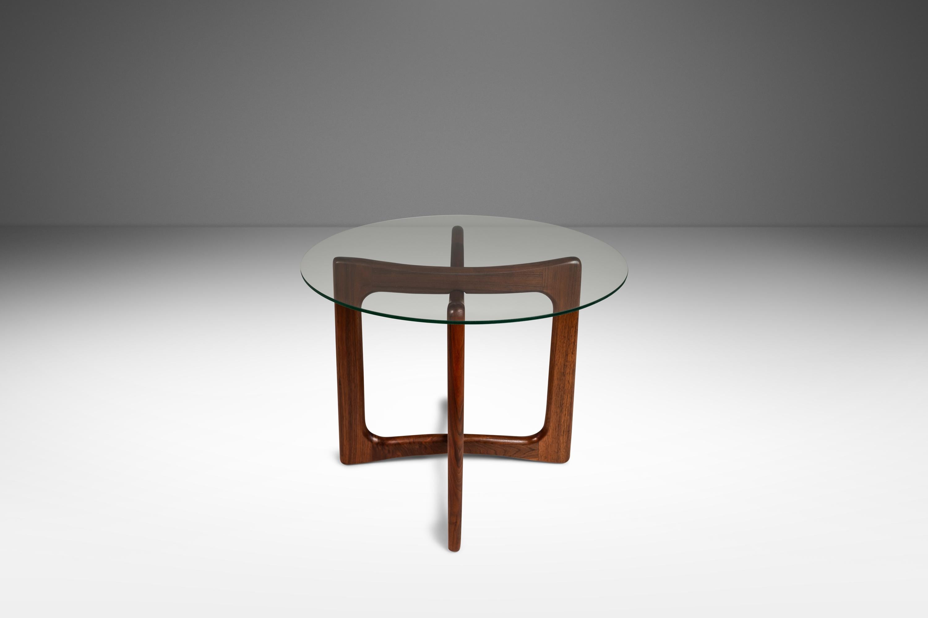 Walnut Side Table, Glass Top, by Adrian Pearsall  for Craft Associates, c. 1960 4