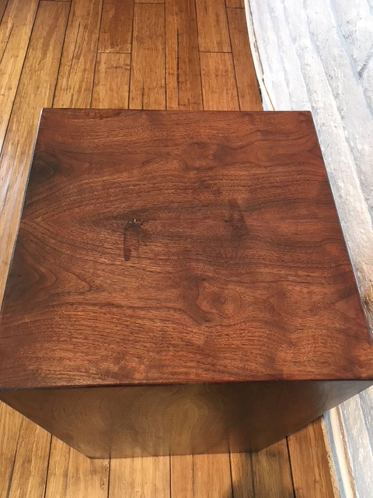 Contemporary Walnut Side Table or Pedestal For Sale