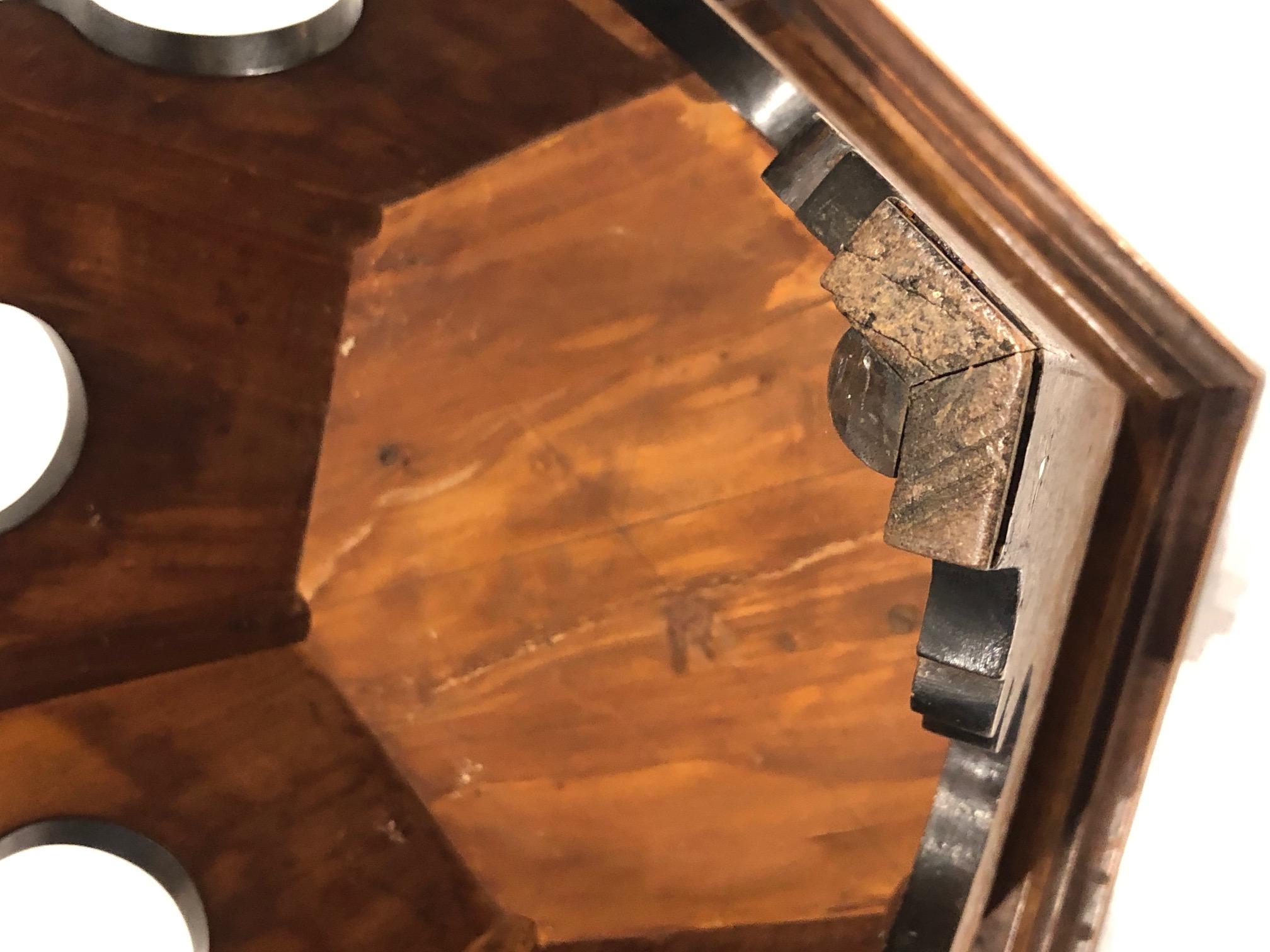 Walnut Side Table with Bone Inlays, circa 1900 In Fair Condition In West Hollywood, CA