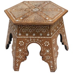 Walnut Side Table with Bone Inlays, circa 1900