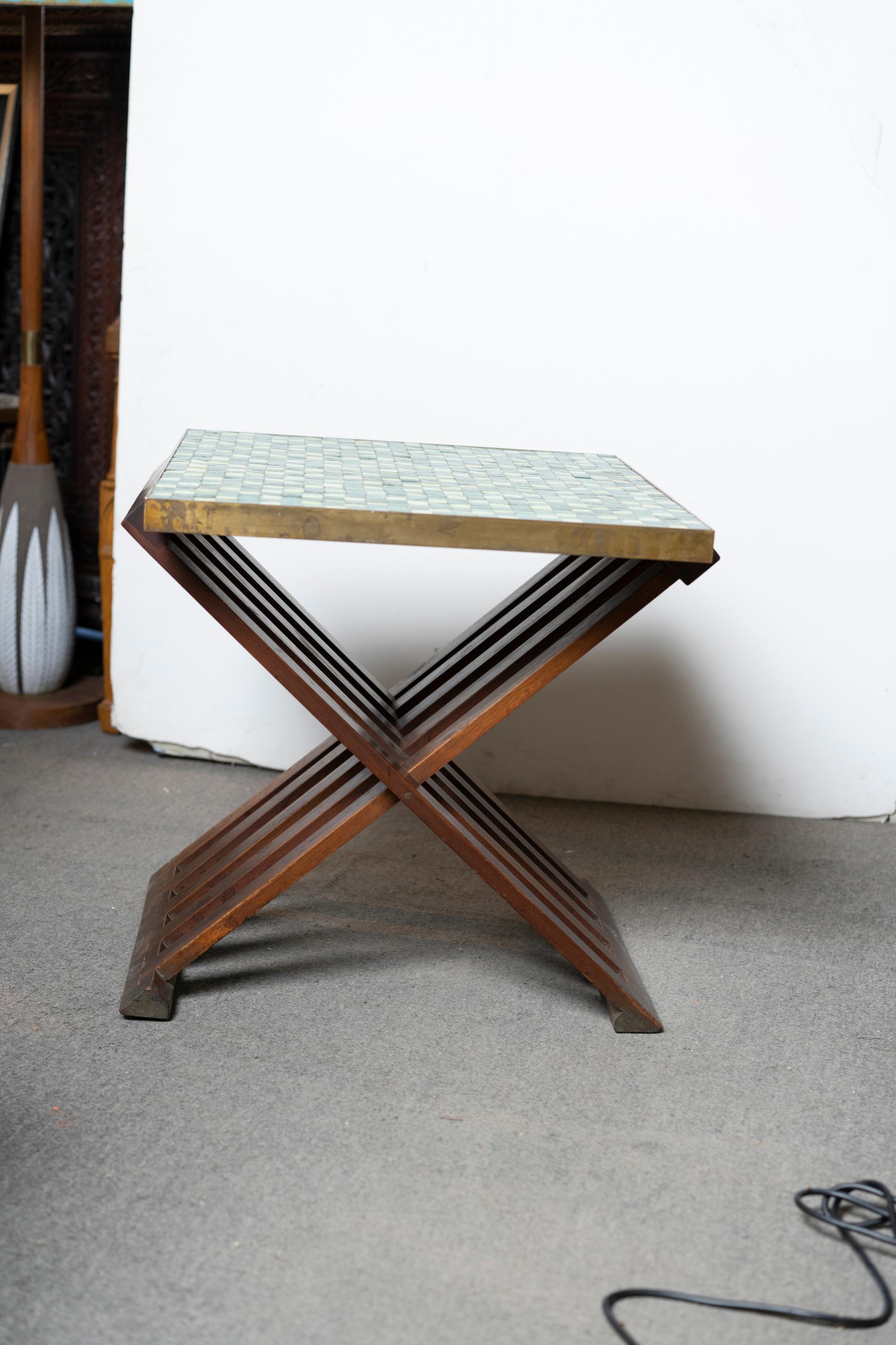 Mid-Century Modern Edward Wormley for Dunbar Occasional Table with Murano Mosaic Tiles For Sale