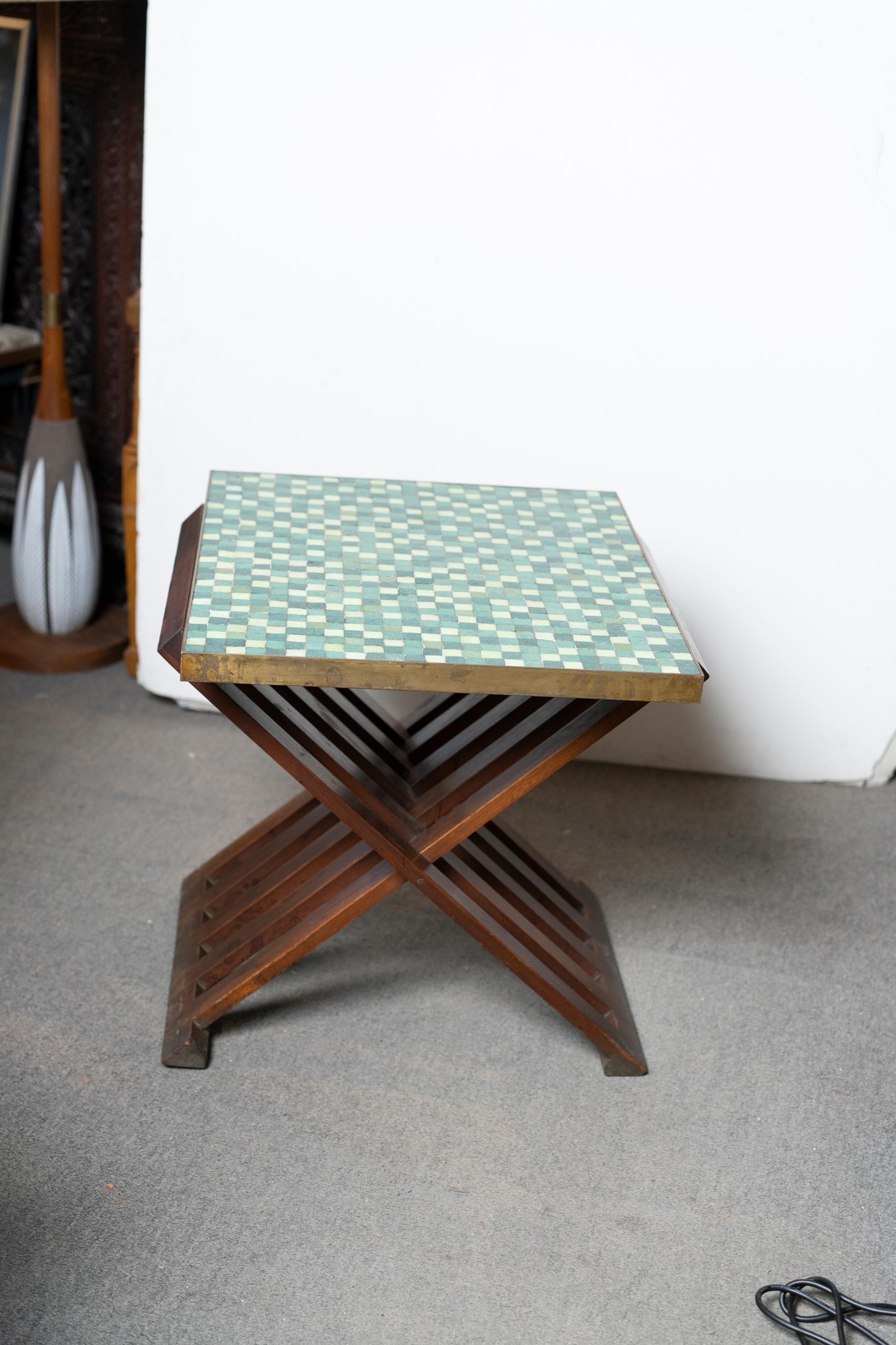 American Edward Wormley for Dunbar Occasional Table with Murano Mosaic Tiles For Sale
