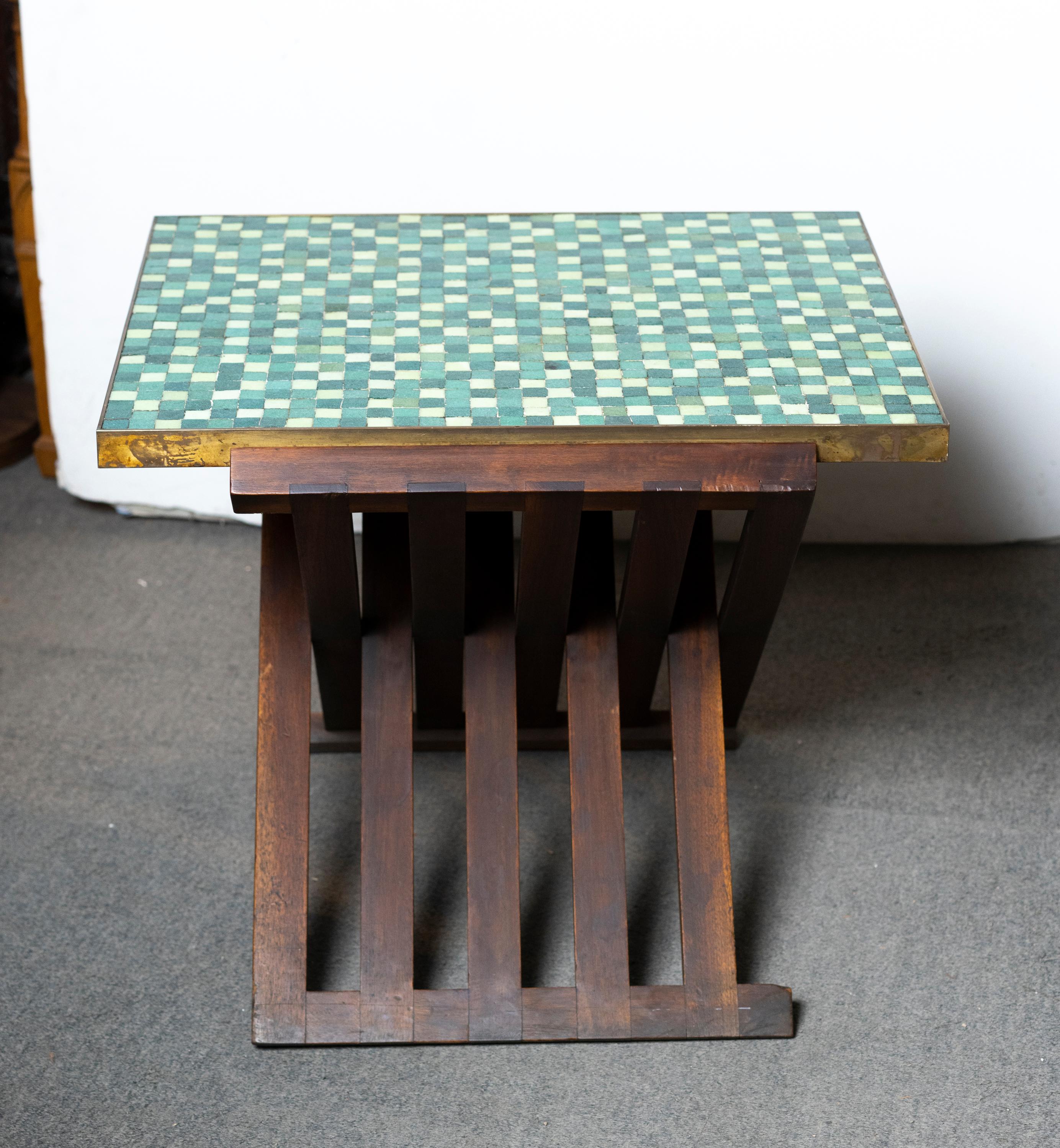 Mid-20th Century Edward Wormley for Dunbar Occasional Table with Murano Mosaic Tiles For Sale