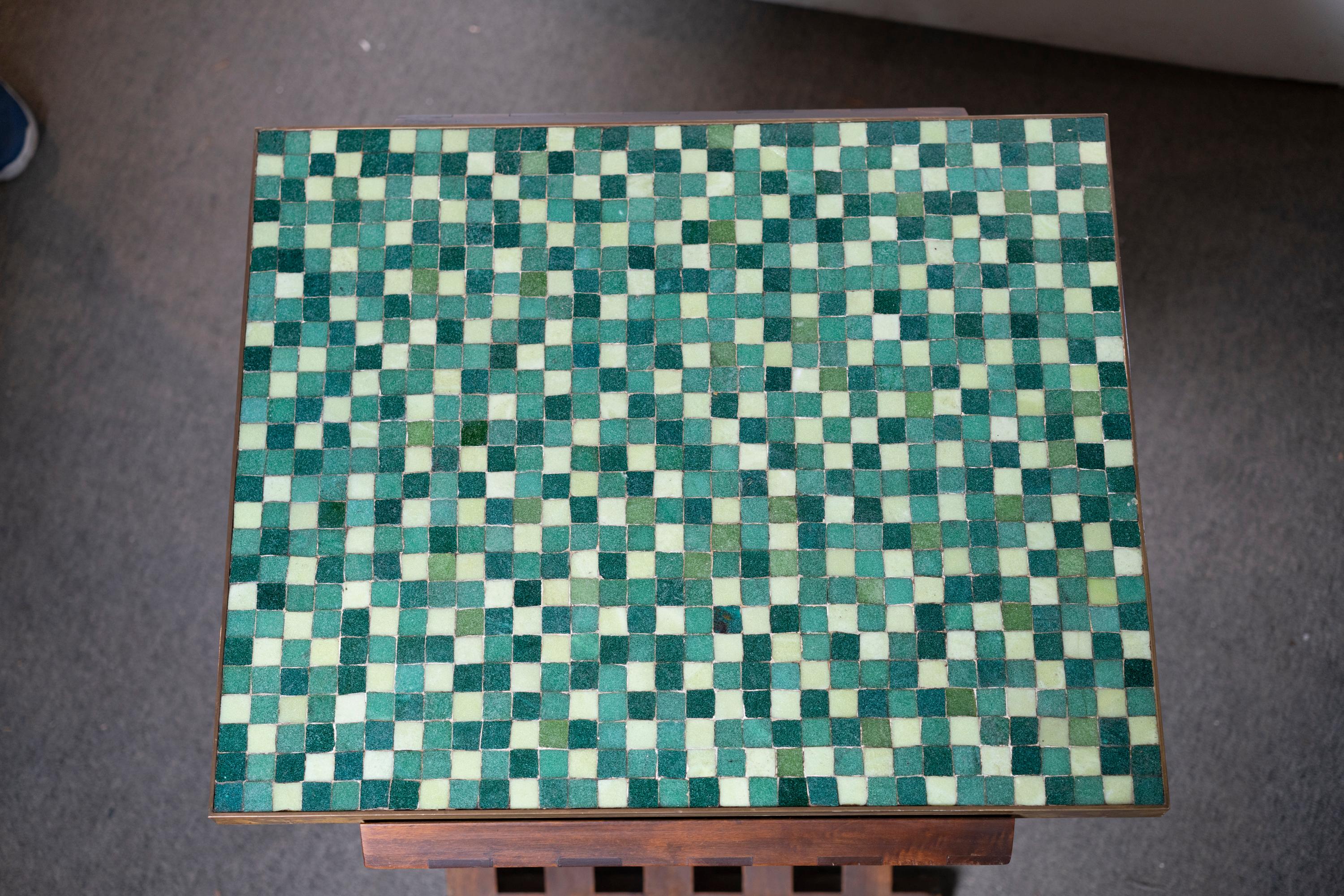 Wood Edward Wormley for Dunbar Occasional Table with Murano Mosaic Tiles For Sale