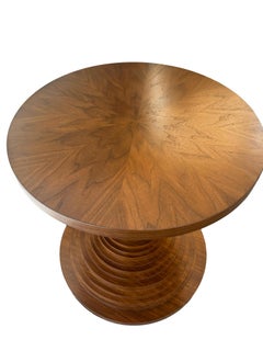 Walnut Side Table With Sunburst Pattern Top