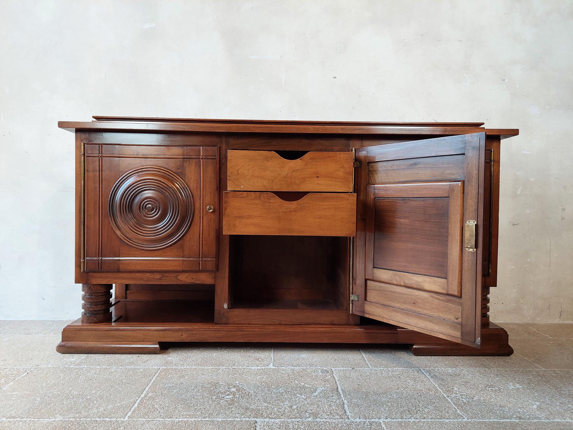 Walnut Sideboard by Charles Dudouyt in Brown with a Polished Finish, 1940s For Sale 1