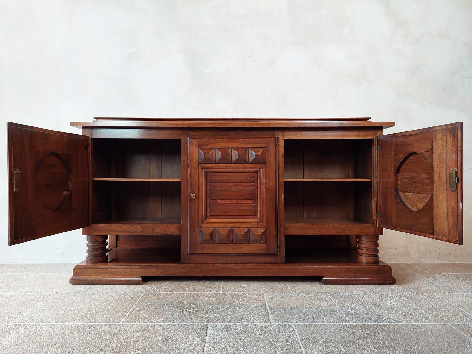 Walnut Sideboard by Charles Dudouyt in Brown with a Polished Finish, 1940s For Sale 2