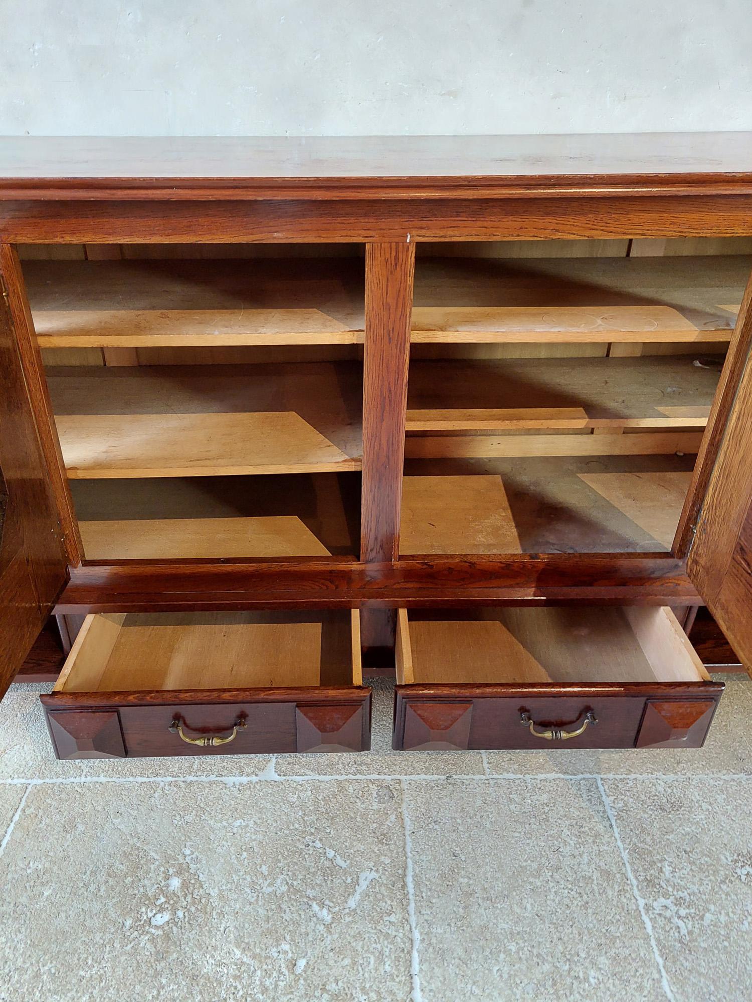 Sideboard aus Nussbaumholz von Charles Dudouyt in Dunkelbraun mit polierter Oberfläche, 1940er Jahre im Angebot 3